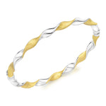 9ct Three Colour Yellow, White and Rose Gold Ribbon Twist Hinged Bangle - The Fine Jewellery Company