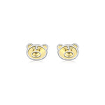 9ct Yellow and White Gold Teddy Bear Face Stud Earrings