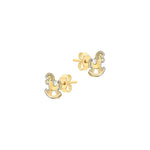 9ct Yellow and White Gold Rocking Horse Stud Earrings