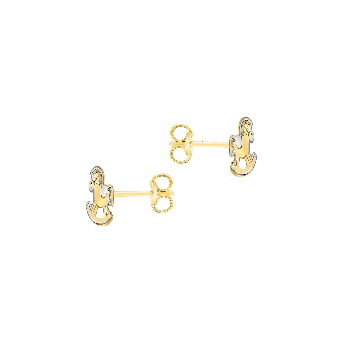 9ct Yellow and White Gold Rocking Horse Stud Earrings