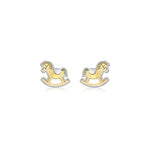 9ct Yellow and White Gold Rocking Horse Stud Earrings