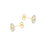 9ct Yellow and White Gold Lion Face Stud Earrings