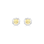 9ct Yellow and White Gold Lion Face Stud Earrings