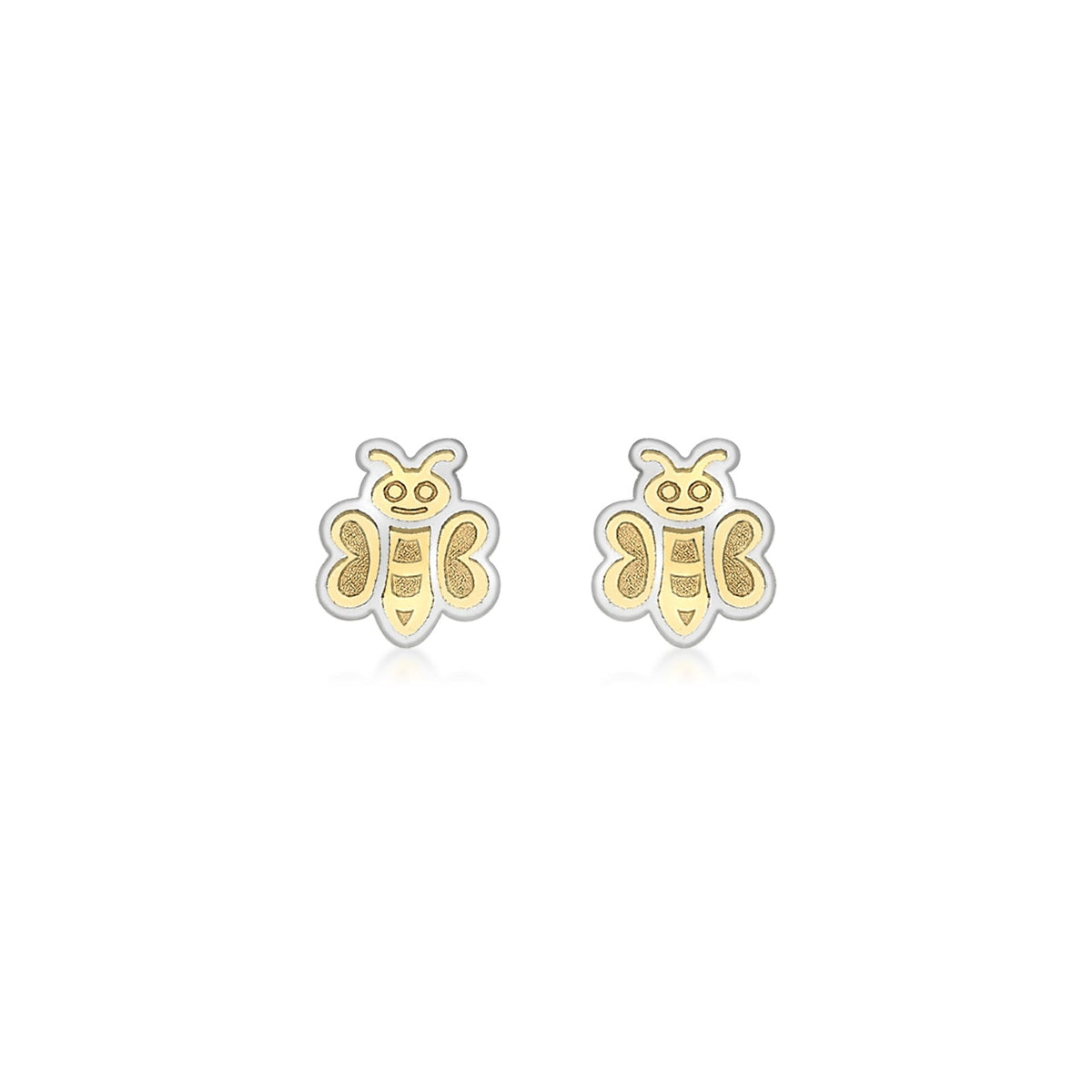 9ct Yellow and White Gold Bumble Bee Stud Earrings