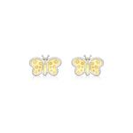 9ct Yellow and White Gold Butterfly Stud Earrings