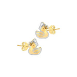9ct Yellow and White Gold Duck Stud Earrings