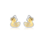 9ct Yellow and White Gold Duck Stud Earrings