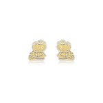 9ct Yellow and White Gold Kitty Flower Stud Earrings