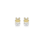 9ct Yellow and White Gold Cubic Zirconia Rabbit Stud Earrings