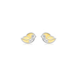 9ct Yellow and White Gold Cubic Zirconia Bird Stud Earrings