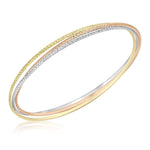 9ct Three Colour Yellow, White and Rose Gold Fine Textured Russian Slip-On Bangle - The Fine Jewellery Company