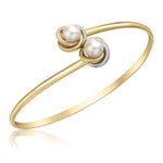 9ct Three Colour Yellow, White and Rose Gold Freshwater Pearl Knot Slip-On Bangle - The Fine Jewellery Company