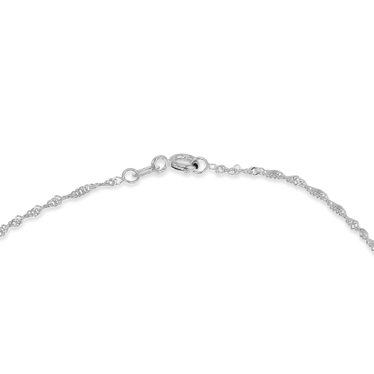 9ct White Gold Ball and Twisted Curb Chain Anklet — 1.4mm