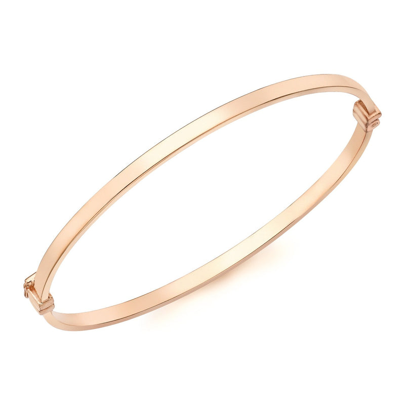 9ct Rose Gold Rectangular Tube Hinged Bangle - The Fine Jewellery Company