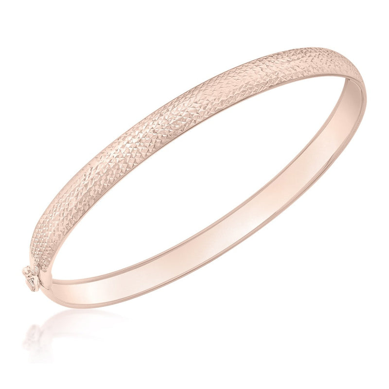 9ct Rose Gold Fine Textured Hinged Bangle - The Fine Jewellery Company