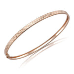 9ct Rose Gold Textured Flat Tube Hinged Bangle - The Fine Jewellery Company