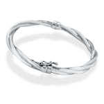 9ct White Gold Sculpted Hinged Bangle