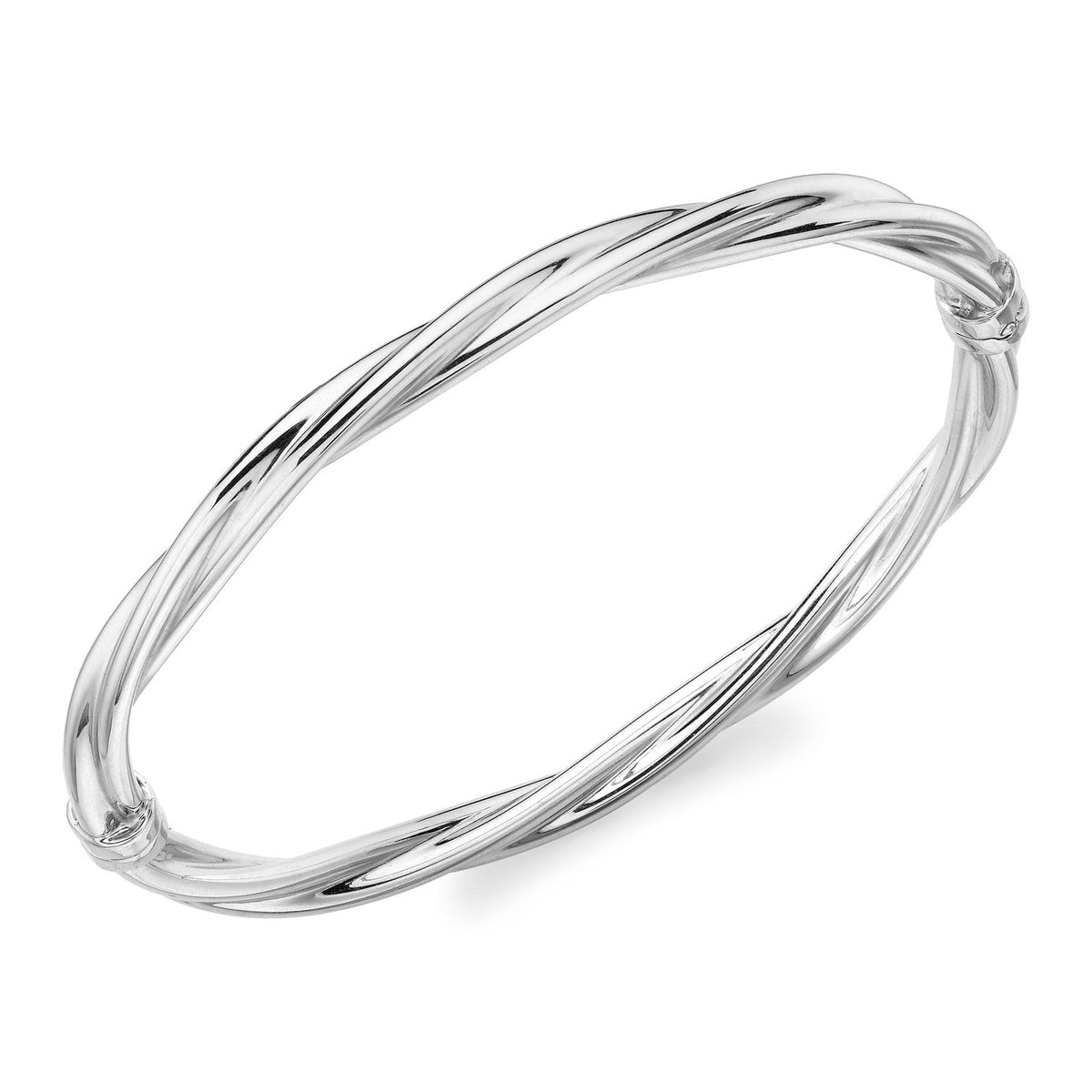 9ct White Gold Sculpted Hinged Bangle - The Fine Jewellery Company