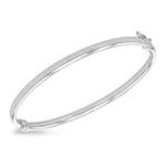 9ct White Gold Oval Tube Hinged Bangle - The Fine Jewellery Company