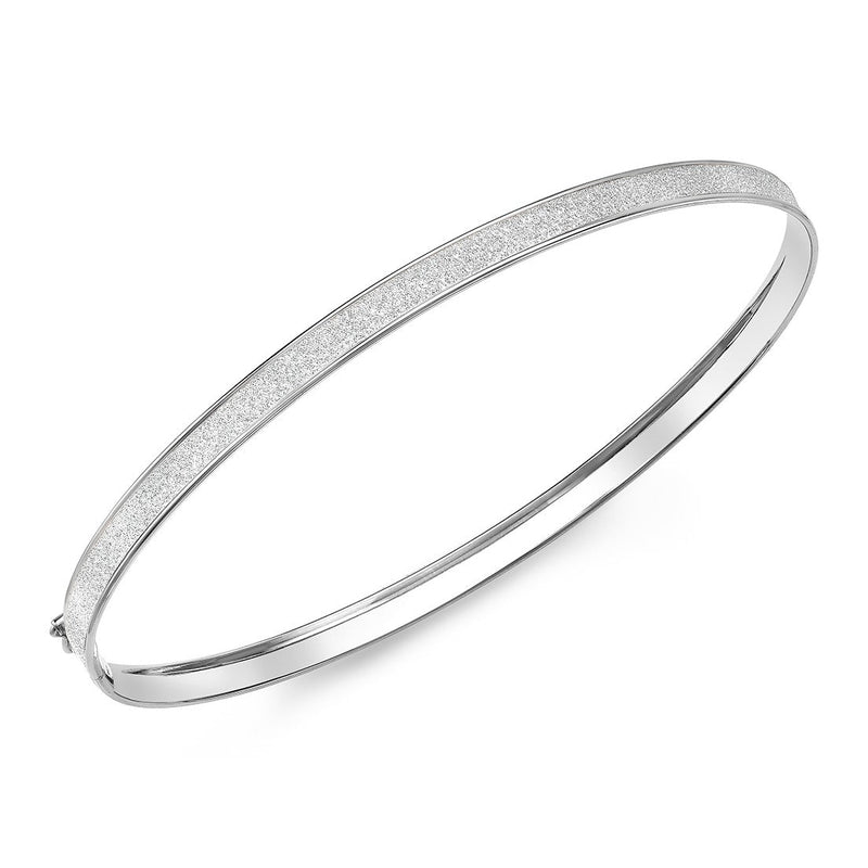 9ct White Gold Stardust Hinged Bangle - The Fine Jewellery Company