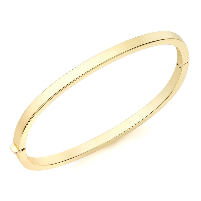 18ct Yellow Gold Square Profile Cushion Shaped Hinged Bangle - The Fine Jewellery Company