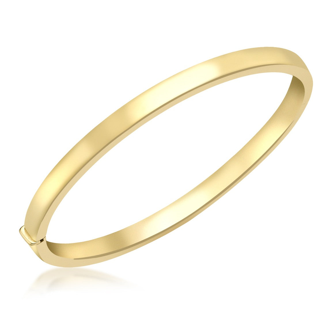 18ct Yellow Gold Rectangular Profile Hinged Bangle - The Fine Jewellery Company