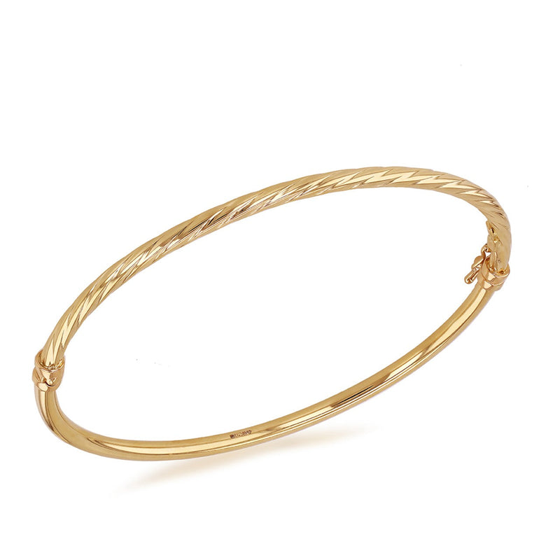 18ct Yellow Gold Wide Half Twist Hinged Bangle - The Fine Jewellery Company