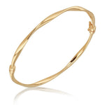 18ct Yellow Gold Thin Twist Flat Ribbon Hinged Bangle - The Fine Jewellery Company