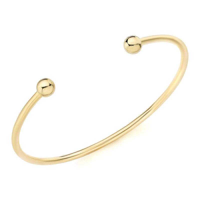 18ct Yellow Gold Thin Plain Torque Bangle - The Fine Jewellery Company