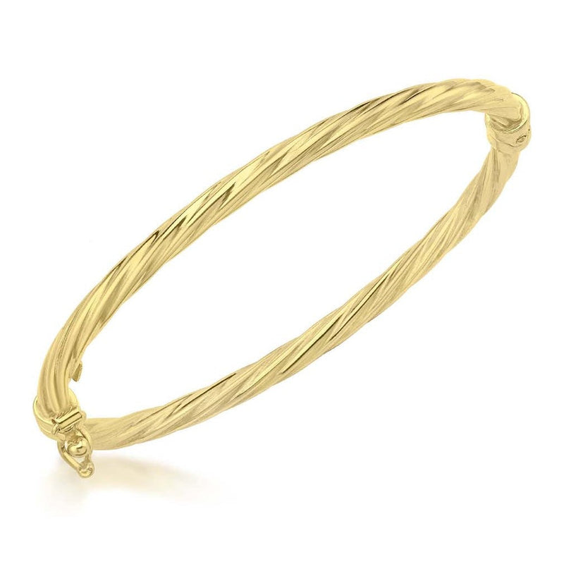 18ct Yellow Gold Twist Baby Hinged Bangle - The Fine Jewellery Company