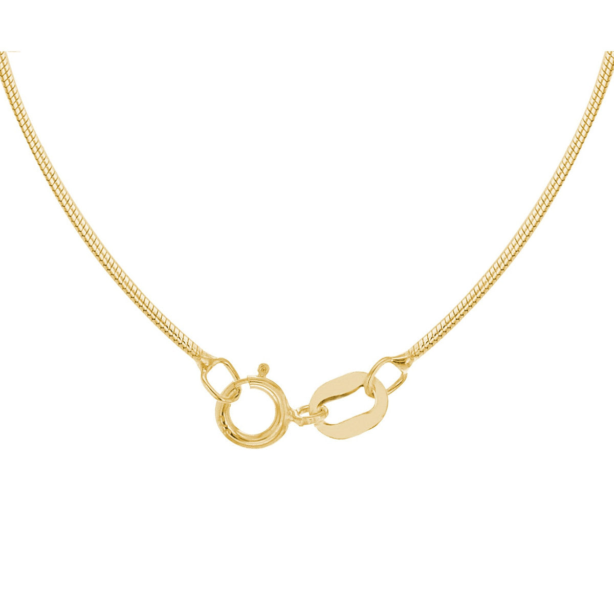 18ct yellow gold round snake chain 16" / 41cm detail