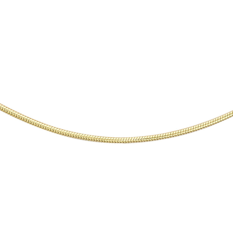 18ct yellow gold 0.8mm round snake chain 16" / 41cm