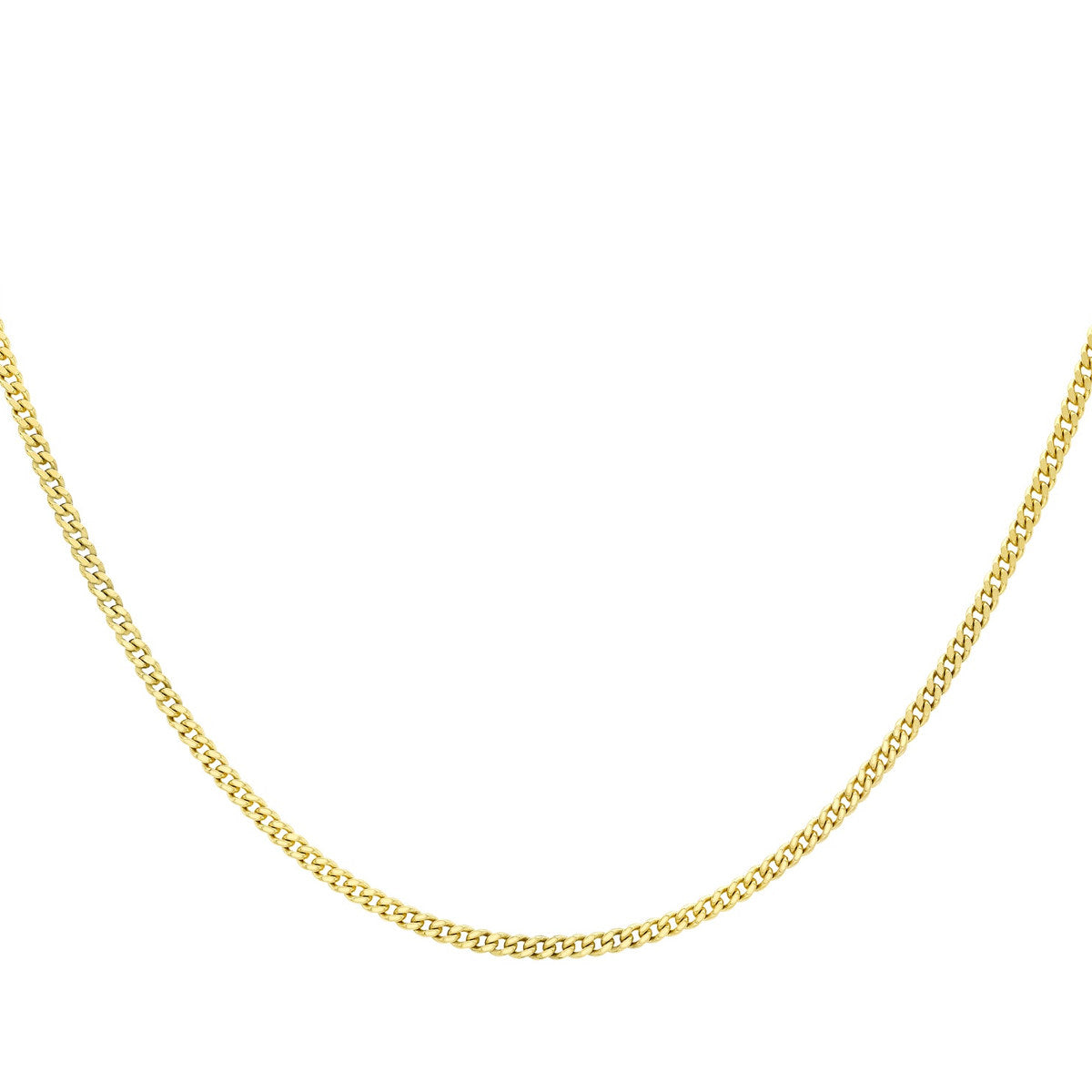 18ct Yellow Gold Diamond Cut Curb Necklace — 0.6mm detail image