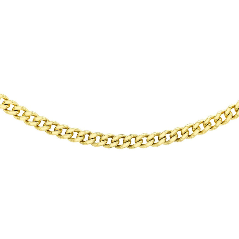 18ct Yellow Gold Diamond Cut Curb Necklace — 0.6mm main image