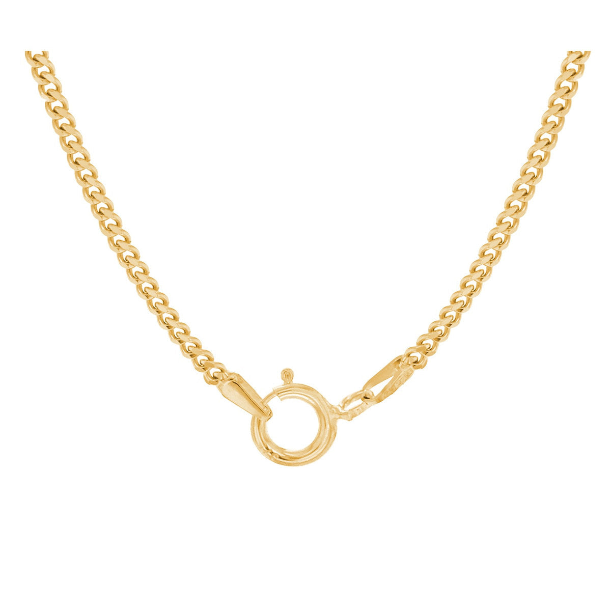 18ct Yellow Gold Diamond Cut Curb Necklace — 1.5mm detail image