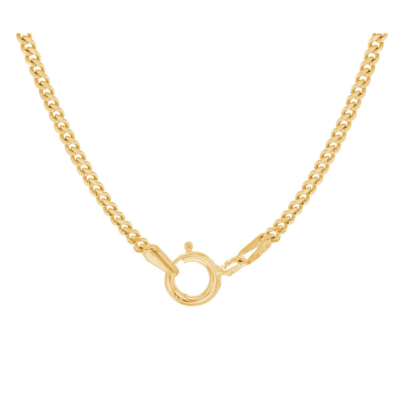 18ct Yellow Gold Diamond Cut Curb Necklace — 1.5mm detail image