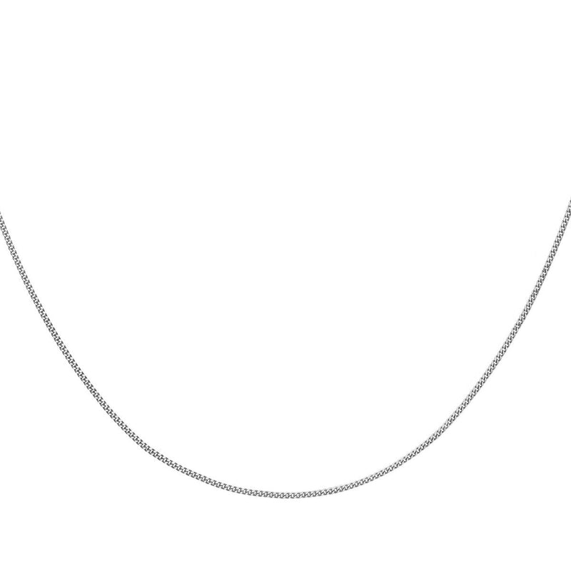 18ct White Gold Diamond Cut Adjustable Curb Chain — 1mm detail image