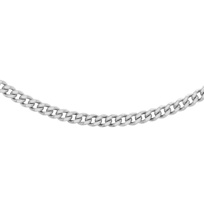 18ct White Gold Diamond Cut Adjustable Curb Chain — 0.8mm main image