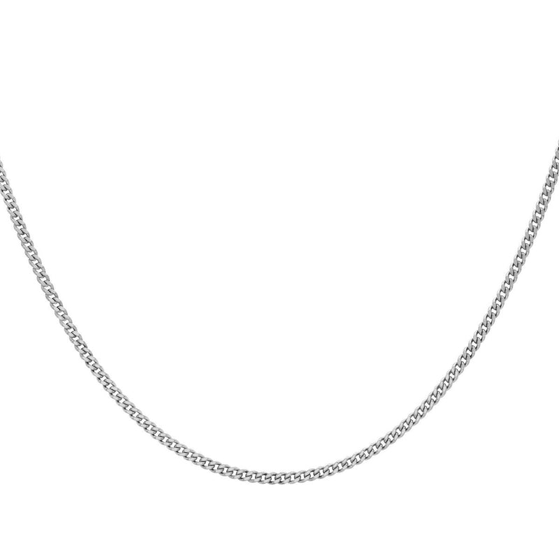 18ct White Gold Diamond Cut Curb Necklace — 2.8mm detail image
