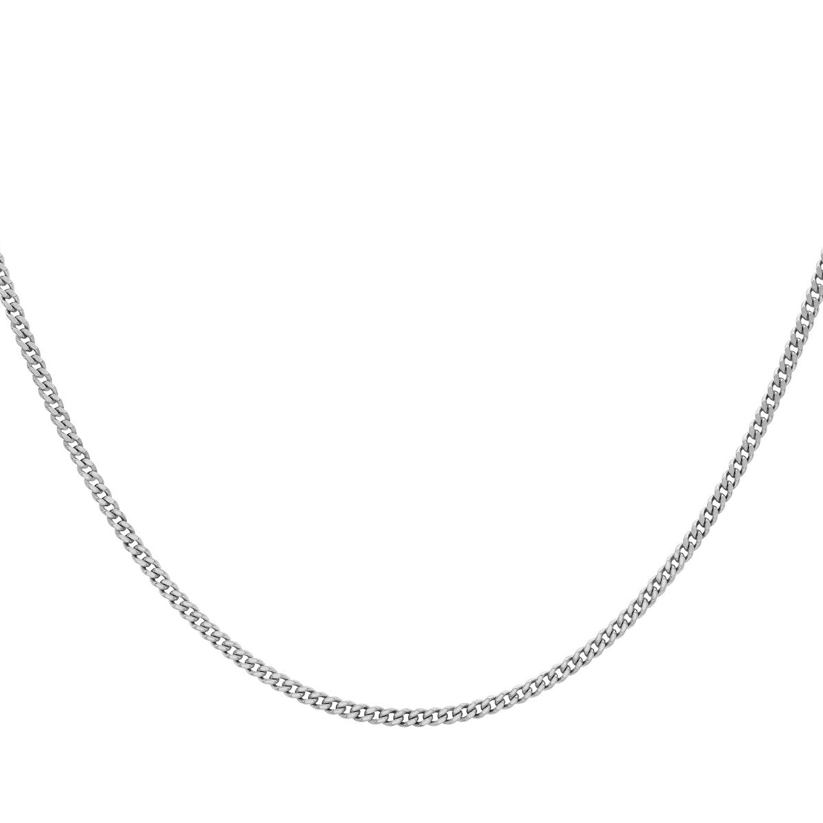 18ct White Gold Diamond Cut Curb Necklace — 1.4mm detail image