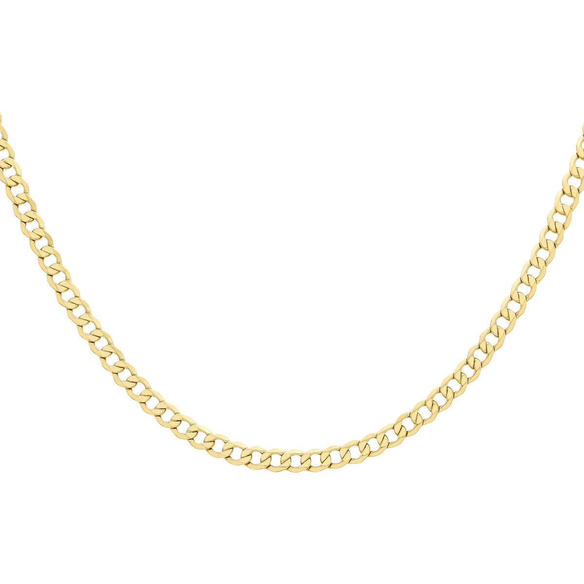 18ct Yellow Gold Diamond Cut Curb Necklace — 5mm detail image