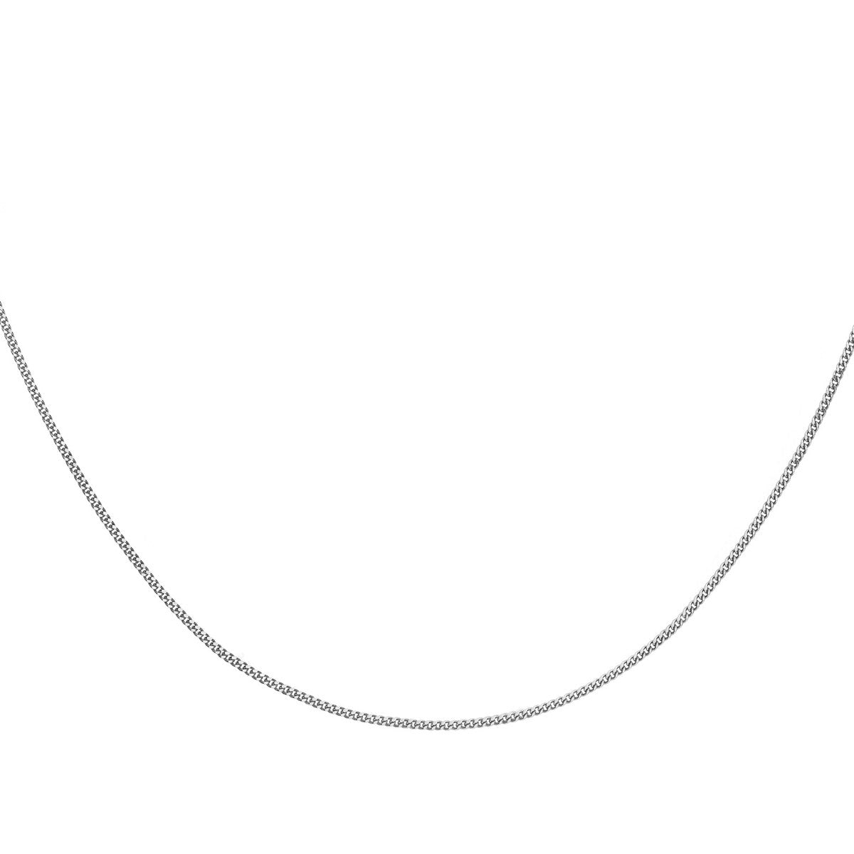 18ct White Gold Diamond Cut Curb Necklace — 1mm detail image