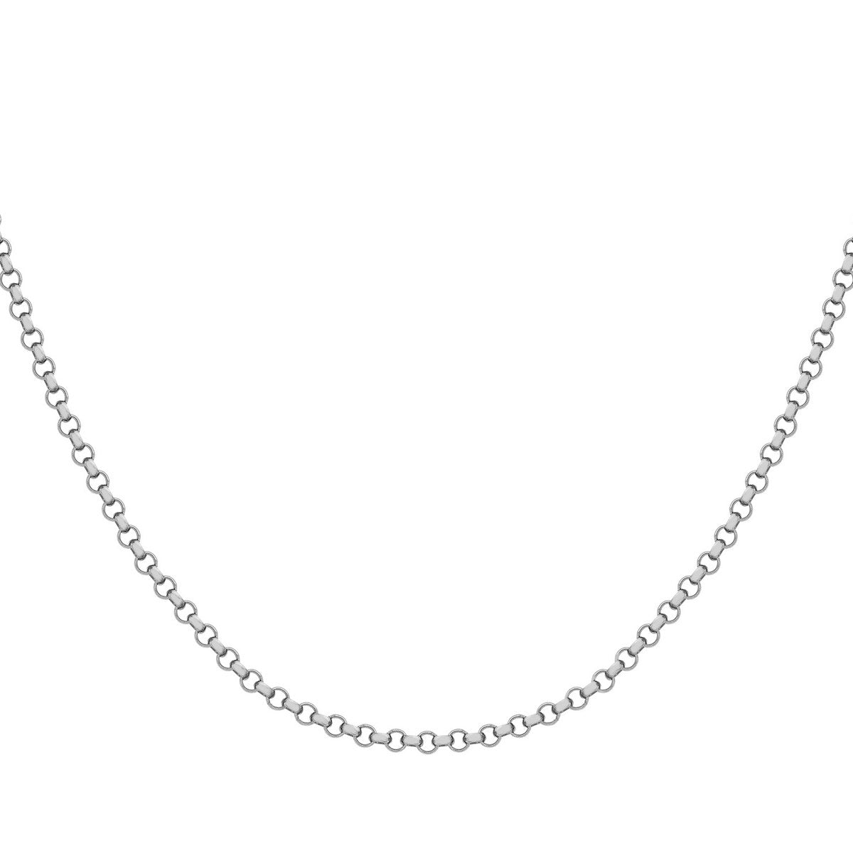 18ct White Gold Round Belcher Chain — 1.1mm detail image