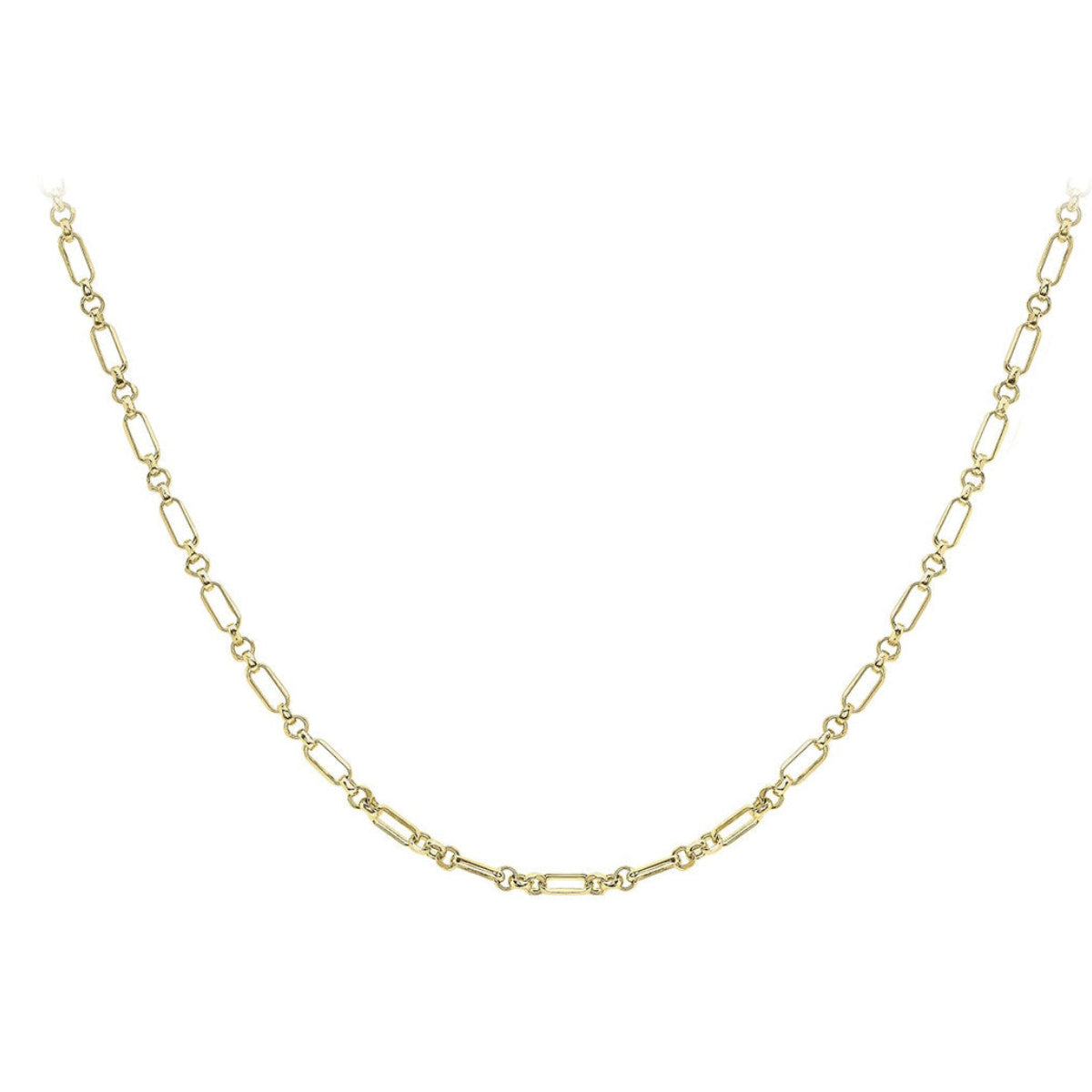 18ct Yellow Gold Diamond Cut Figaro Belcher Necklace — 3.5mm detail image