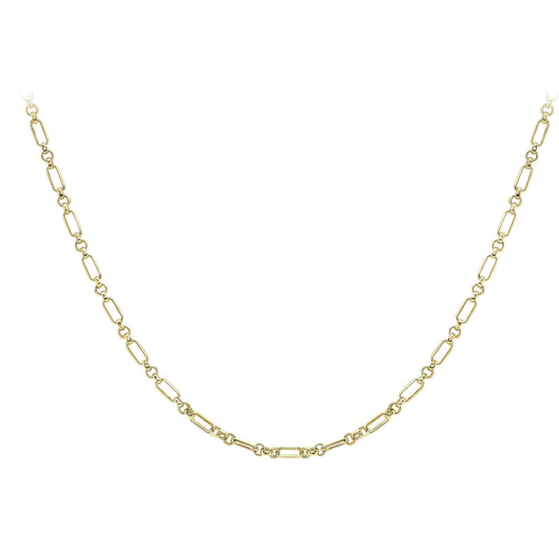 18ct Yellow Gold Diamond Cut Figaro Belcher Necklace — 3.5mm detail image