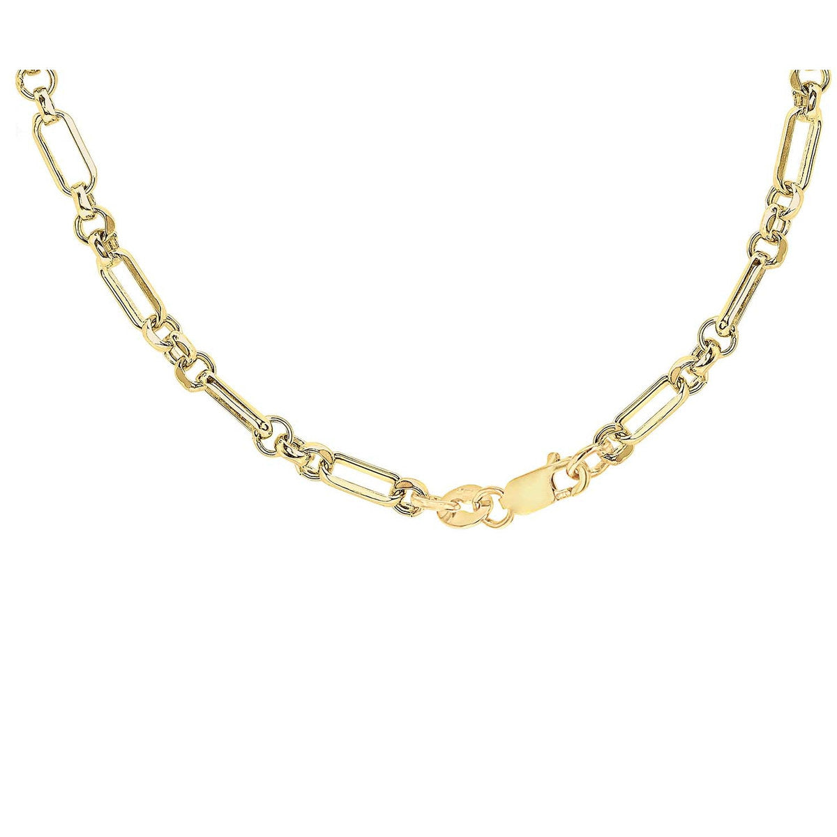 18ct Yellow Gold Diamond Cut Figaro Belcher Necklace — 3.5mm detail image