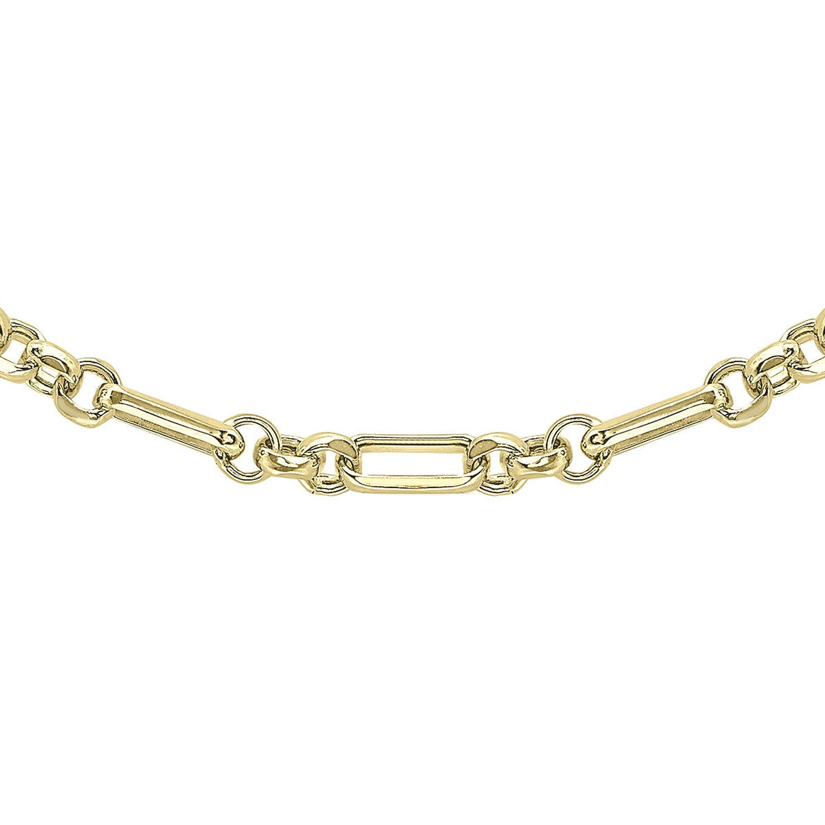 18ct Yellow Gold Diamond Cut Figaro Belcher Necklace — 3.5mm main image