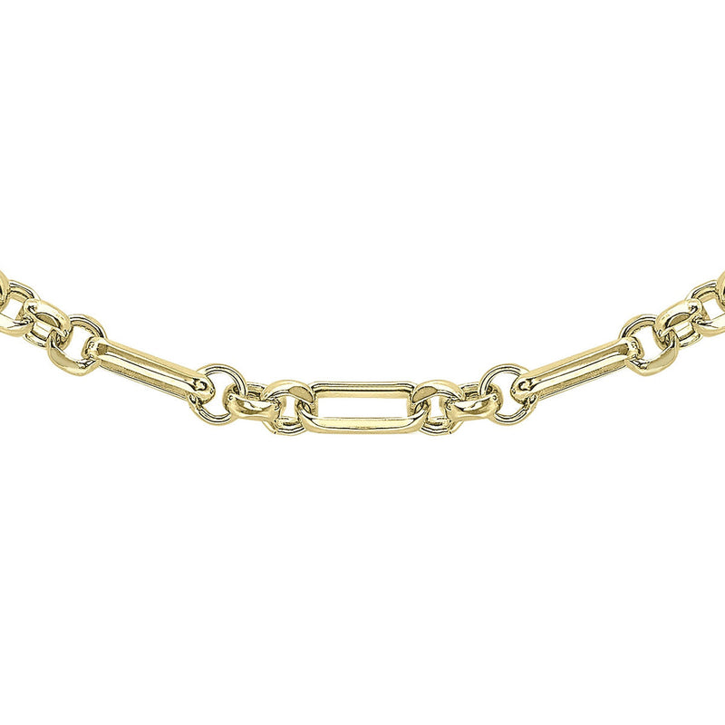 18ct Yellow Gold Diamond Cut Figaro Belcher Necklace — 3.5mm main image