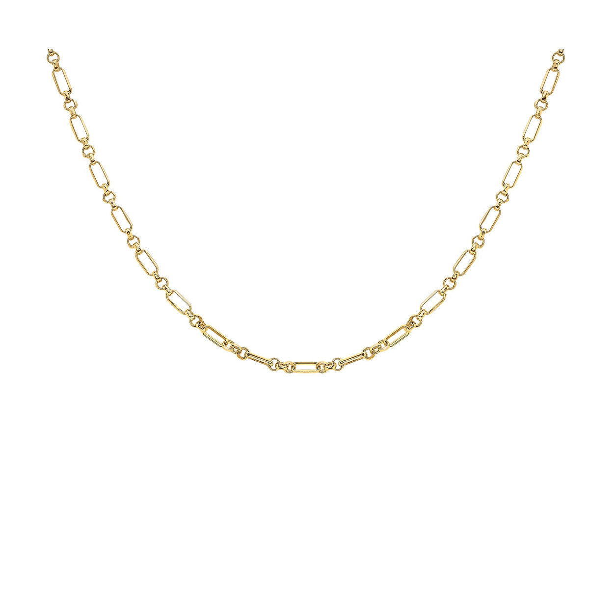18ct Yellow Gold Diamond Cut Solid Figaro Belcher Necklace detail image