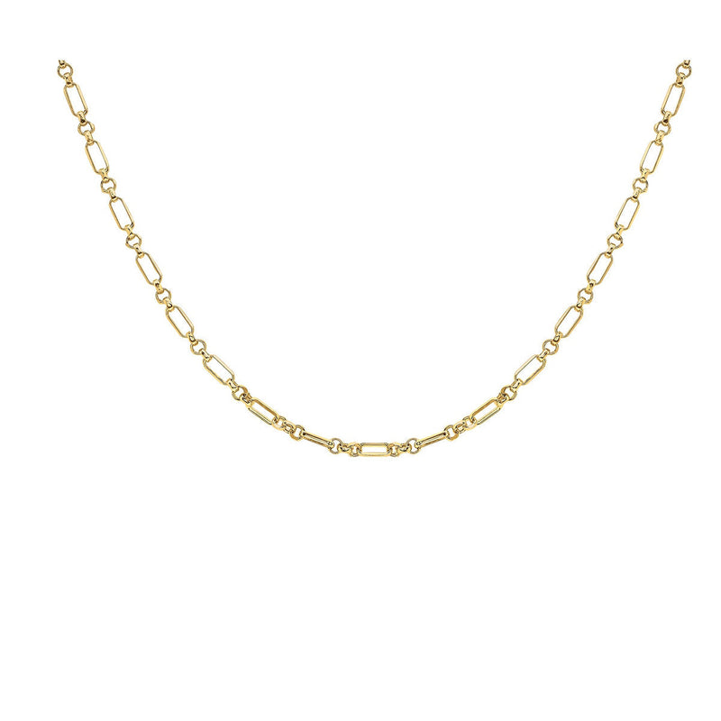 18ct Yellow Gold Diamond Cut Solid Figaro Belcher Necklace detail image